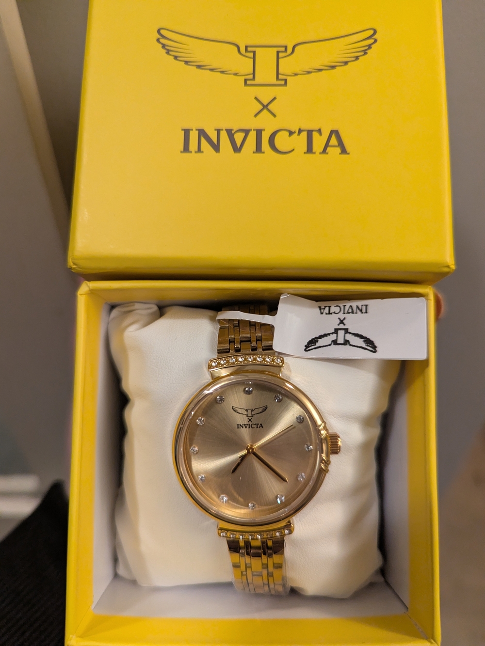 Invicta Angel Women’s Gold Crystal Accent Bracelet Watch